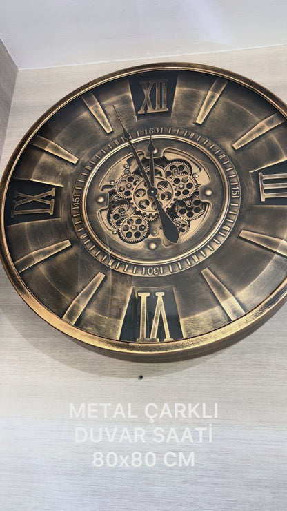 Cograne Metal Çarklı Duvar Saati 80 Cm