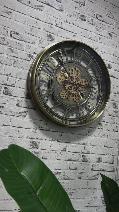 Rotenzo Metal Çarklı Duvar Saati 55 Cm
