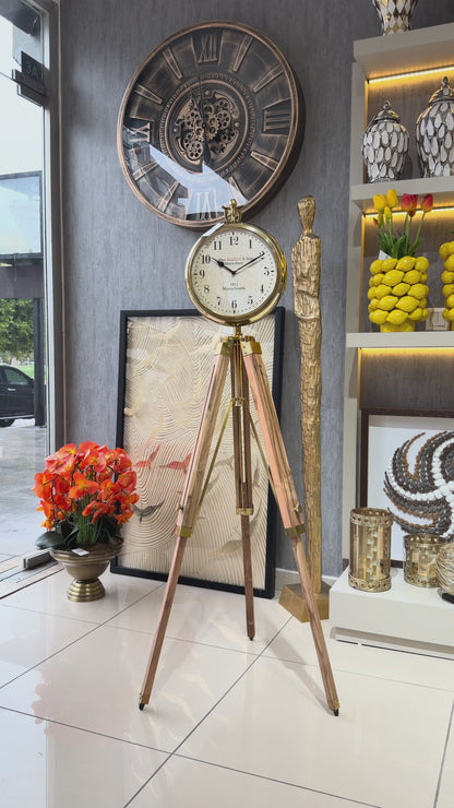 Heritage Metal Ahşap Ayaklı Tripod Saat