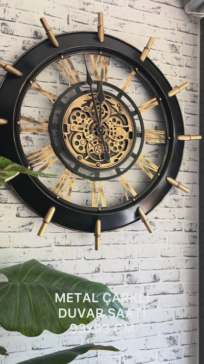 Ocearion Metal Çarklı Duvar Saati 93 Cm