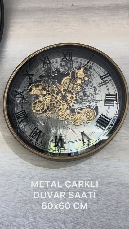 Auriworld Metal Çarklı Duvar Saati 60 Cm