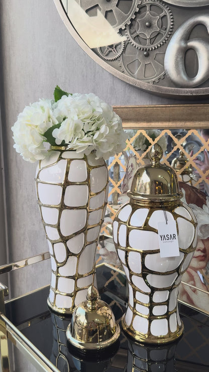 Velours Seramik Küp Kapaklı Vazo Set