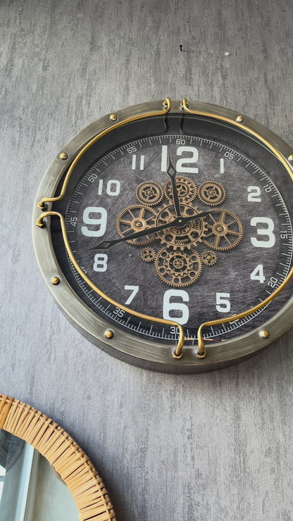 Twelve Metal Çarklı Duvar Saati 60 Cm