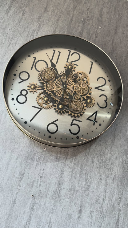 Sterling Metal Çarklı Duvar Saati 60 Cm