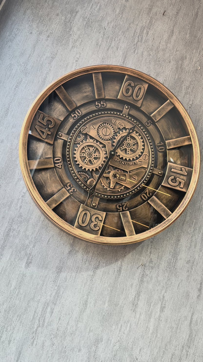 Carmello Metal Çarklı Duvar Saati 60 Cm
