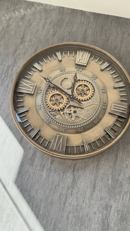 Rotavera Metal Çarklı Duvar Saati 60 Cm