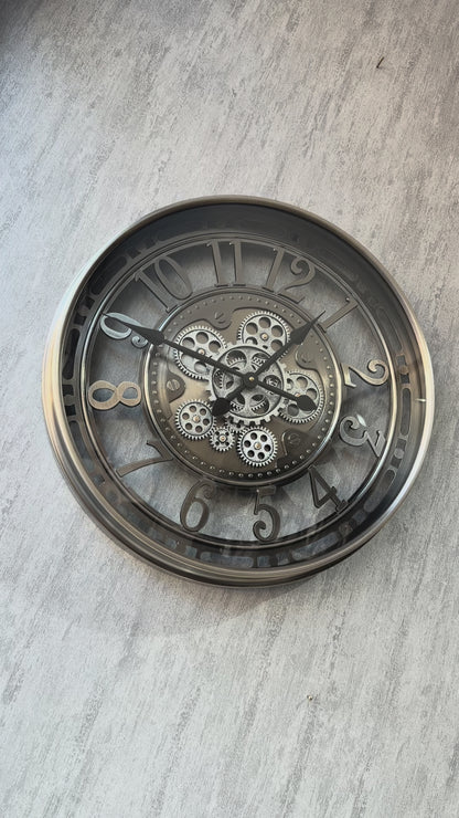 Rotanio Metal Çarklı Duvar Saati 55 Cm