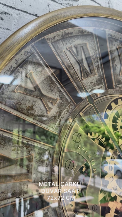 Ironora Metal Çarklı Duvar Saati 72 Cm