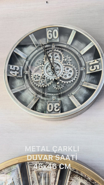 Graviron Metal Çarklı Duvar Saati 46 Cm