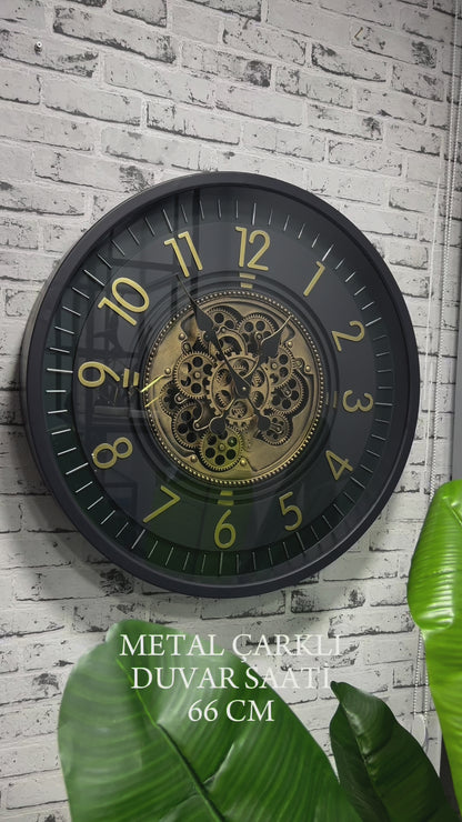 Ticcarno Metal Çarklı Duvar Saati 66 Cm