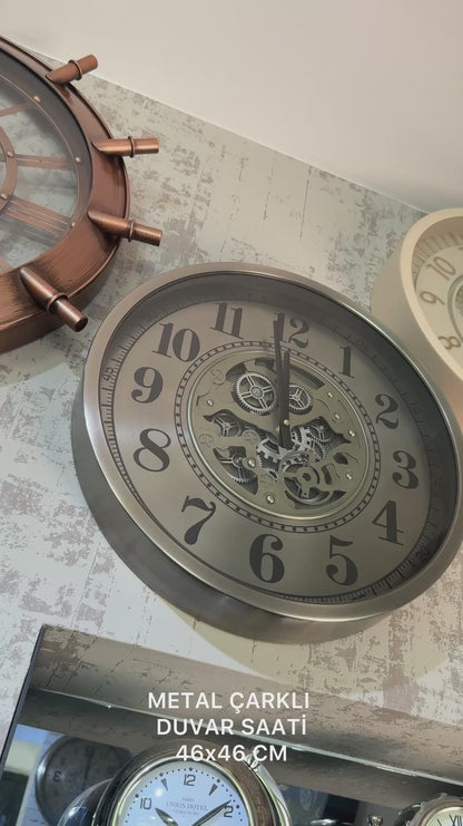 Machron Metal Çarklı Duvar Saati 46 Cm