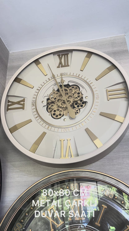 Serenelle Metal Çarklı Duvar Saati 80 Cm