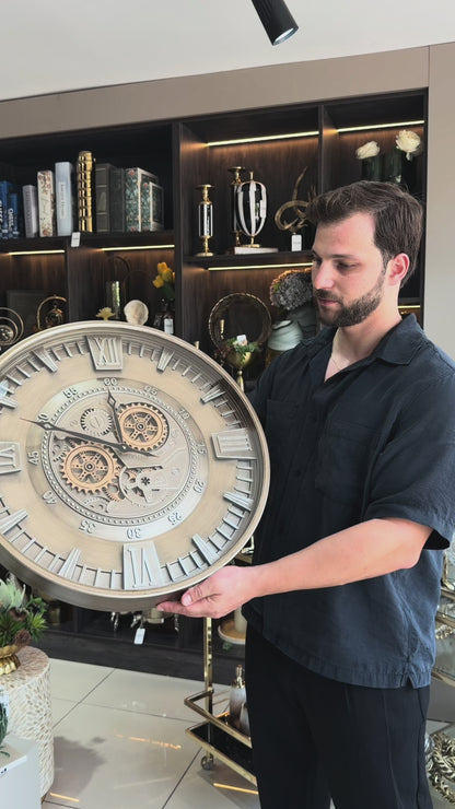 Rotavera Metal Çarklı Duvar Saati 60 Cm