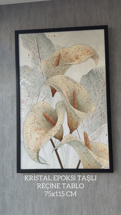 Whispers of Calla Kristal Epoksi Taşlı Reçine Tablo 75x115 Cm