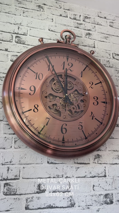 Chronovia Metal Çarklı Duvar Saati Rose 60 Cm
