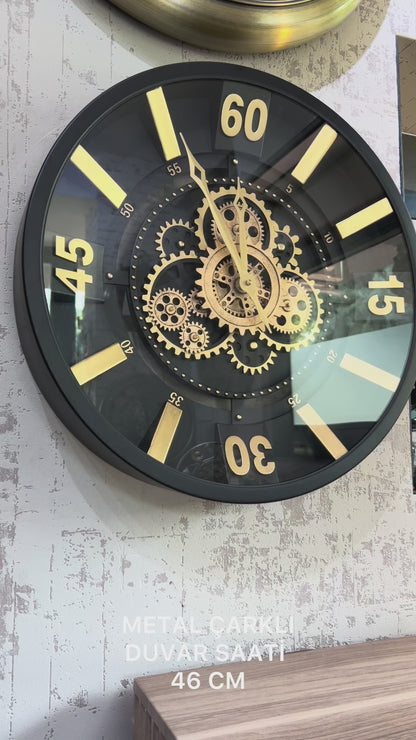 Mechavine Metal Çarklı Duvar Saati 46 Cm