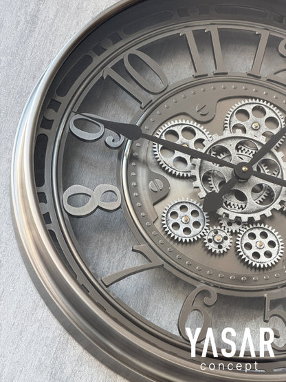 Rotanio Metal Çarklı Duvar Saati 55 Cm