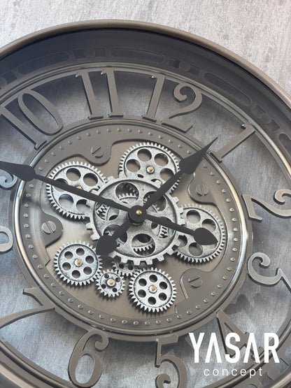 Rotanio Metal Çarklı Duvar Saati 55 Cm