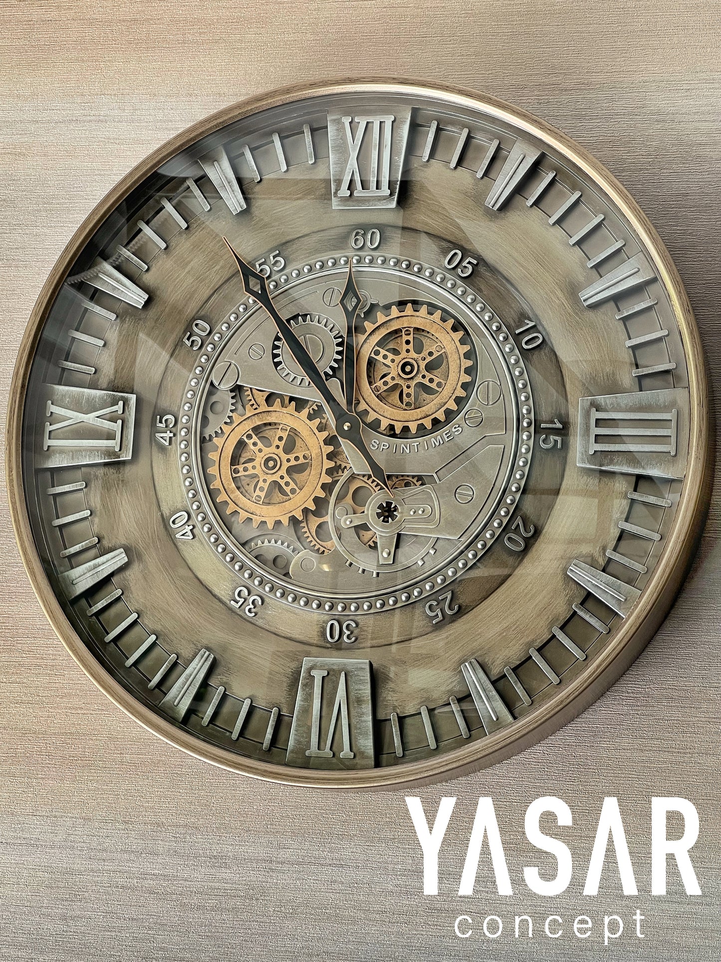 Rotavera Metal Çarklı Duvar Saati 60 Cm