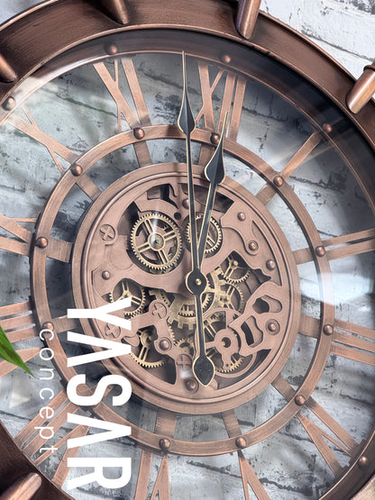 Nauticron Metal Çarklı Duvar Saati 70 Cm