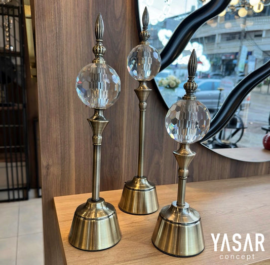 Triora Metal Cam Küreli Dekoratif Obje Set